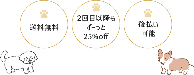 送料無料、２回目以降もずっと25%pff、後払い可能